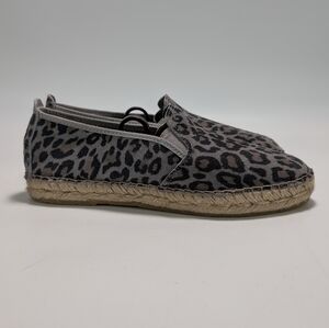 Free People Freeway Gray Leopard Print Slip-on Espadrille Shoes